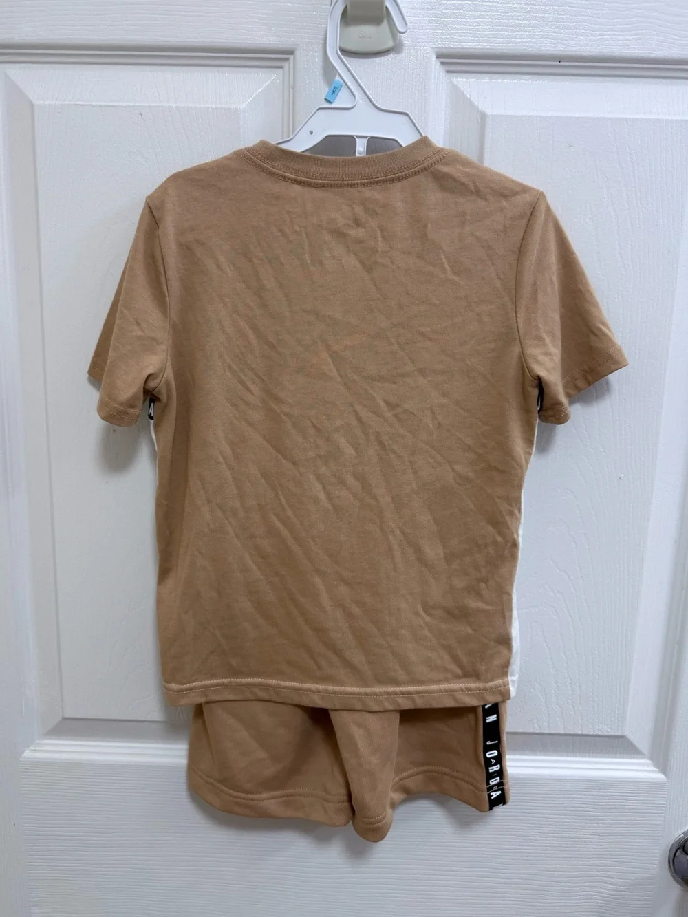 Jordan Kids Tan & White Short Sleeve Set with Logo Trim